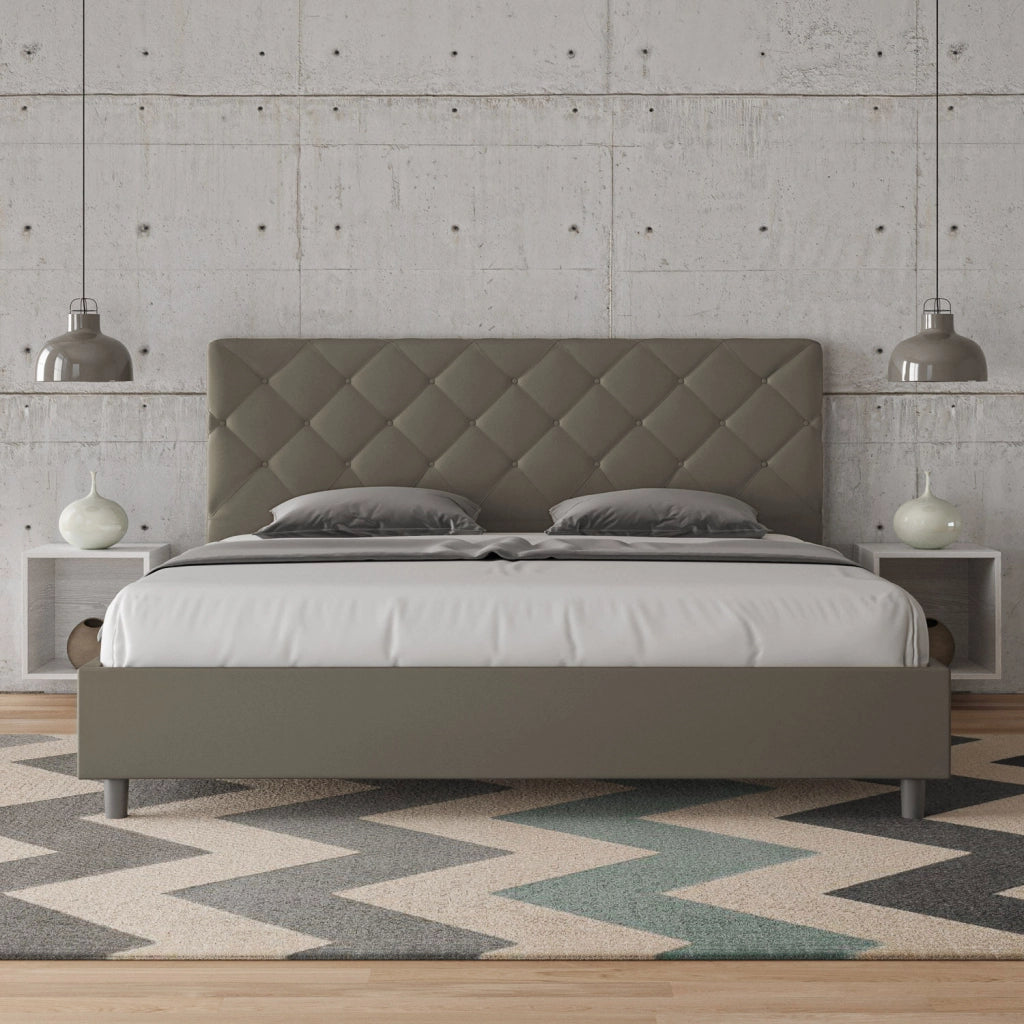 BS COM Letto con rete imbottito 180x210 similpelle cappuccino