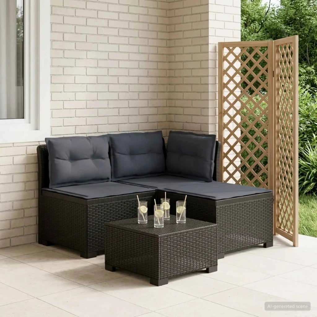 Divano da esterno-Divano da Giardino 3 posti con cuscini in look rattan PP 146117