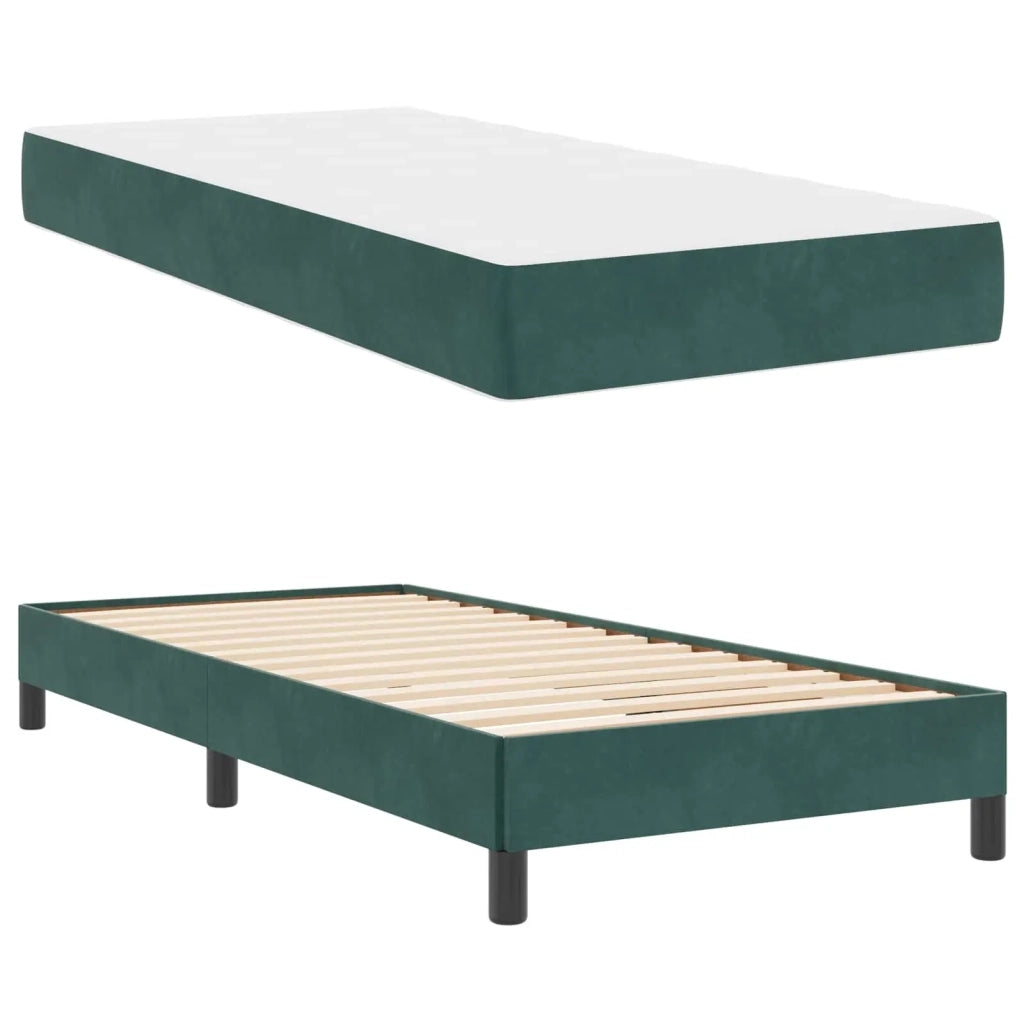 Letto a molle con materasso Verde Scuro 100 x 200 cm Tessuto 3398674