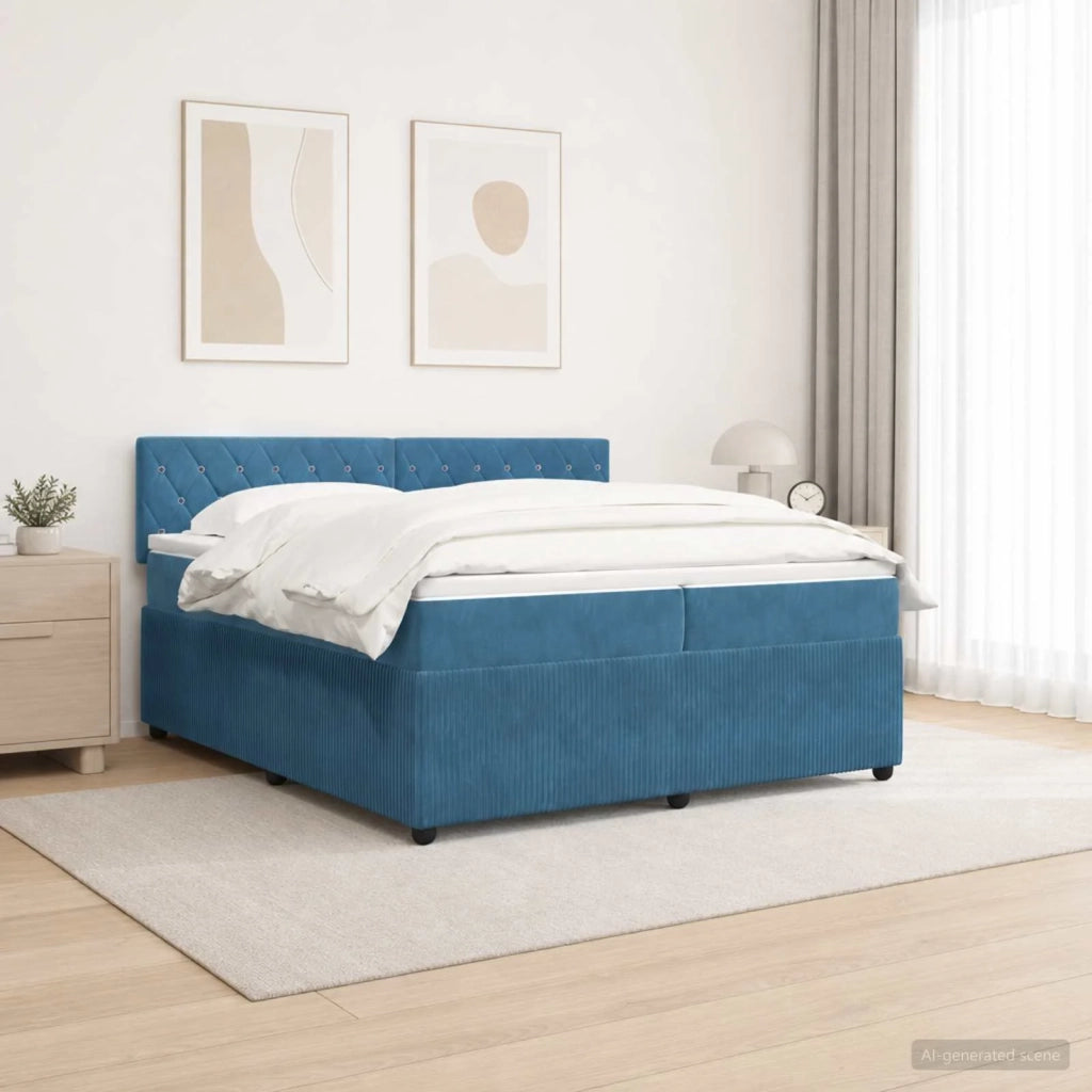 Letto box spring con materasso Blu 200 x 200 cm Velluto 3453207