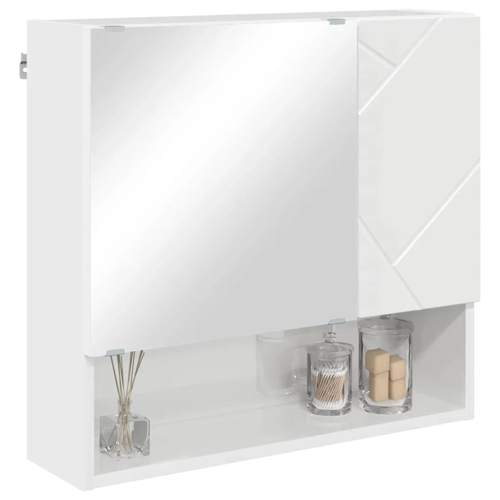 Mobiletto per specchio con porta Bianco Lucido 59 x 17 x 55 cm 883368