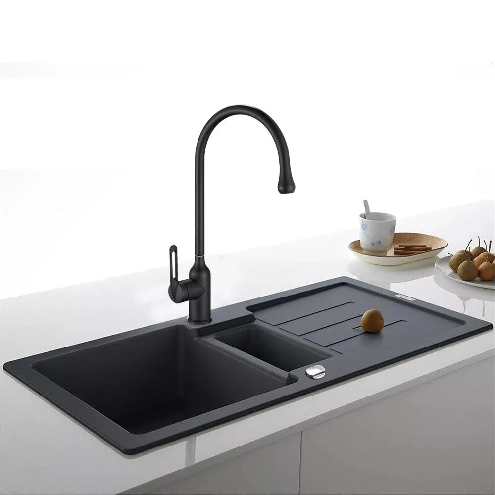 Trade Shop - Rubinetto Cucina Miscelatore Lavello Canna Alta Monocomando Nero Satinato 87254 -