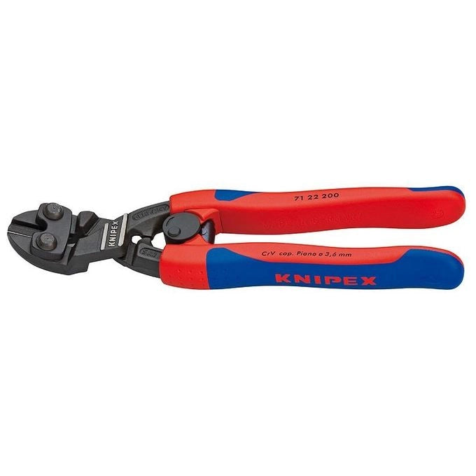 KNIPEX 7122200 CoBolt Tronchese a Doppia Leva per Fili Duri e Dolci fino a 6 mm Impugnature Bicomponenti Forma Affusolata Testa Inclinata 20° colore Nero