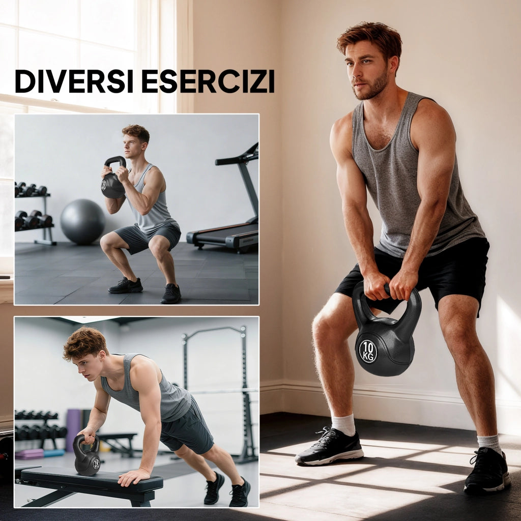 Kettlebell Pesi da 10 kg ¨C Minimal ¨C Nero 25x19x28 cm