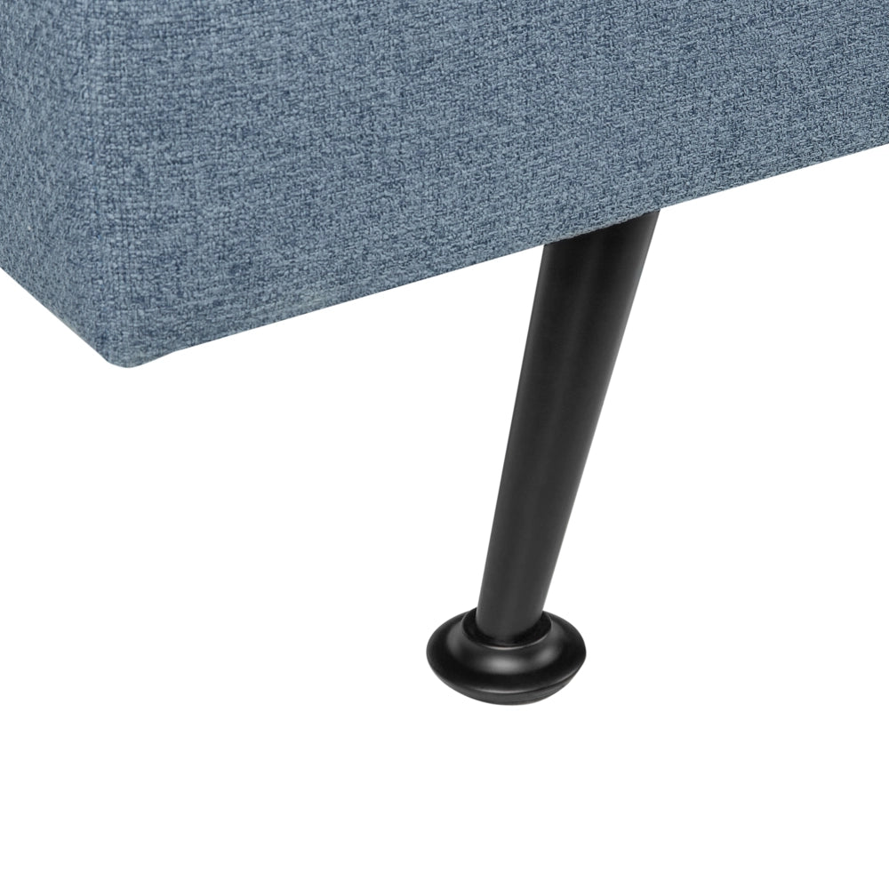 Divano Letto Blu 3 Posti Imbottito Trapuntato Gambe In Metallo Click Clack