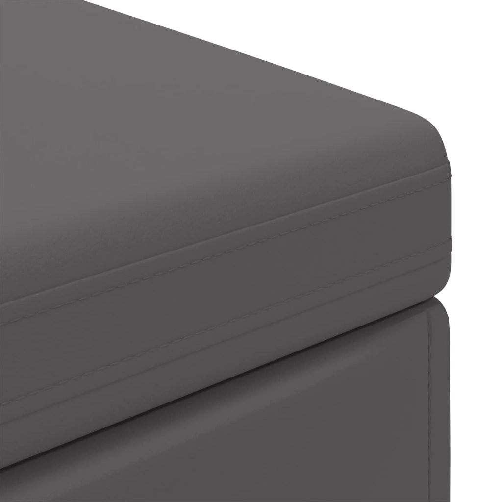 Pouf Grigio Pelle Sintetica e Legno Ingegnerizzato 876800