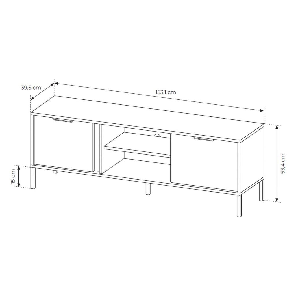Kaleka, Mobile Porta tv 2 Ripiani, 153x40x53h cm Nero