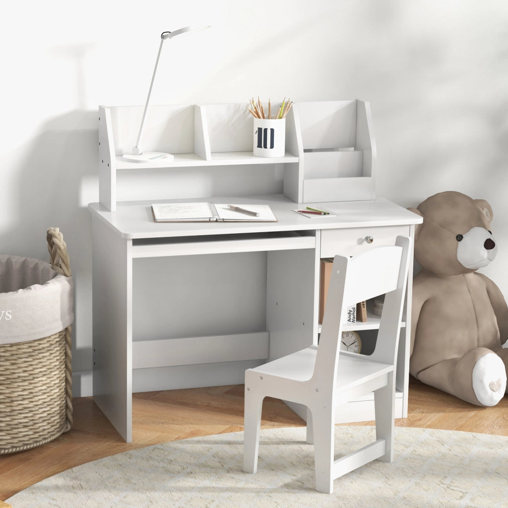 Scrivania per Bambini con Sedia e Cassetti ¨C Minimal ¨C 90x45x90 cm Bianca
