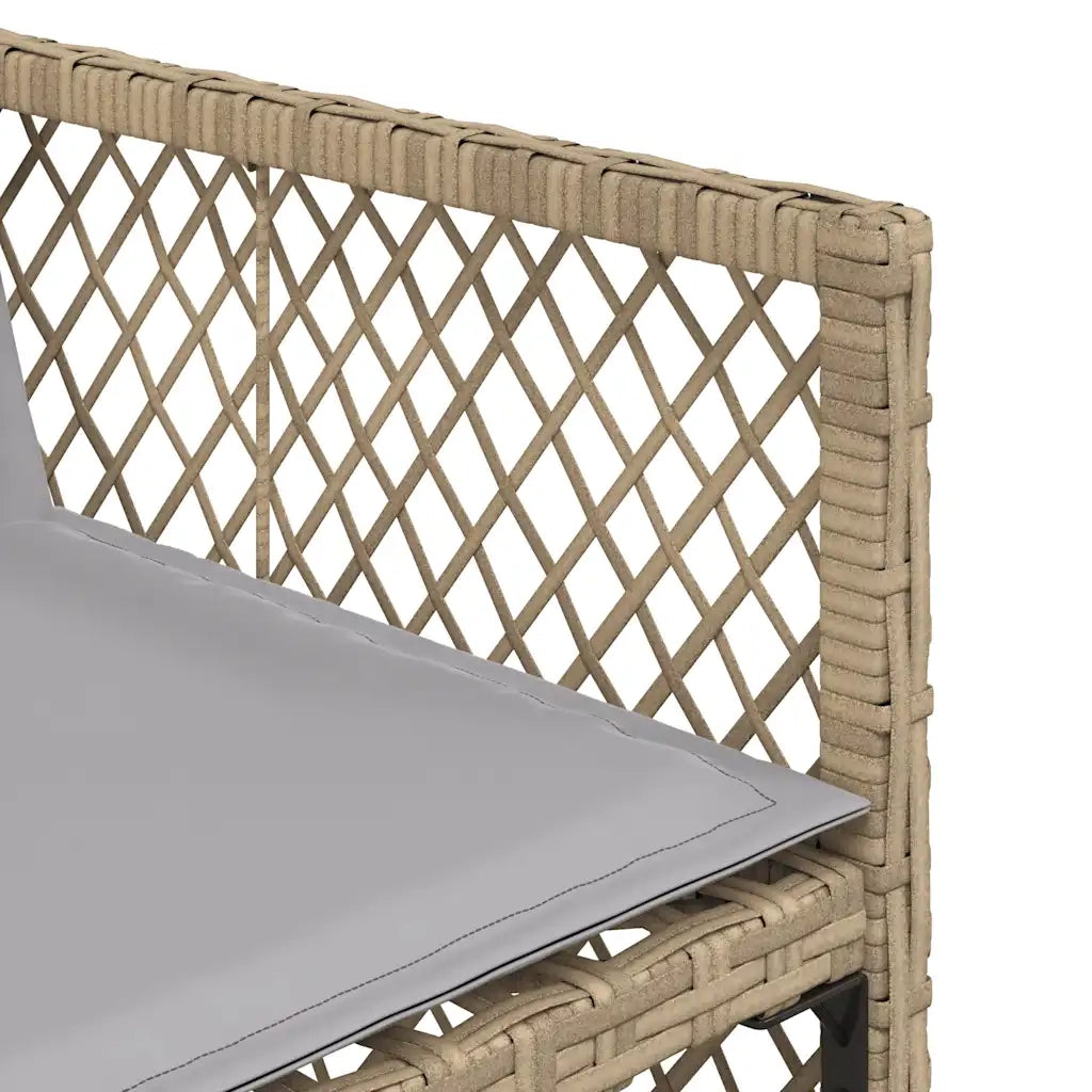 Set da Pranzo da Giardino 7 pz con Cuscini Beige in Polyrattan 3210732