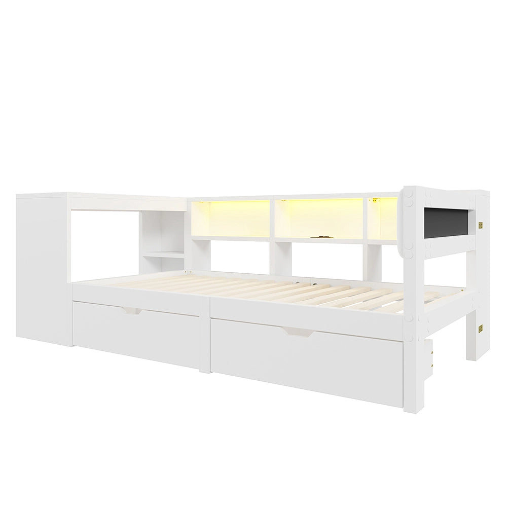 Letto contenitore - Xylo - 90x200 cm LED bianco