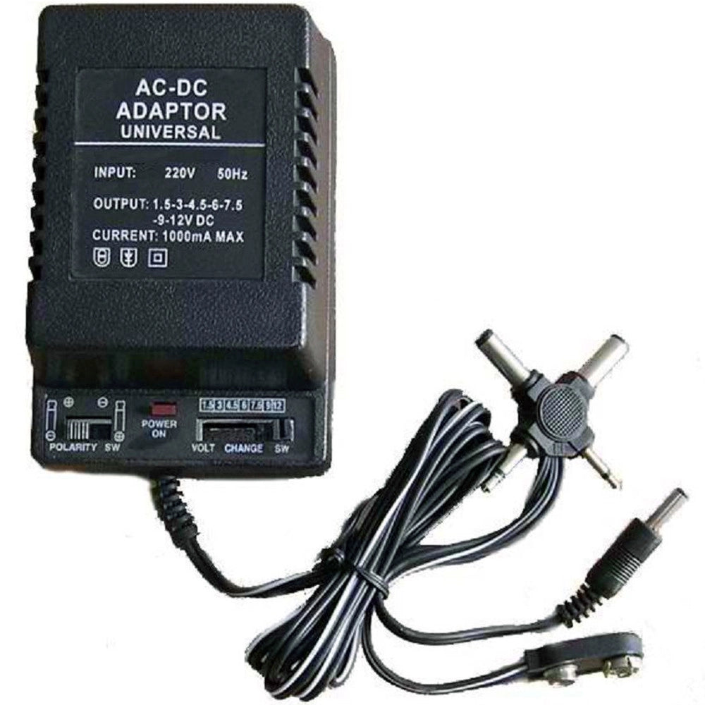 Trade Shop - Trasformatore Alimentatore Universale 1000ma Da 1.5v A 12v Ac Dc Connettori Ita -