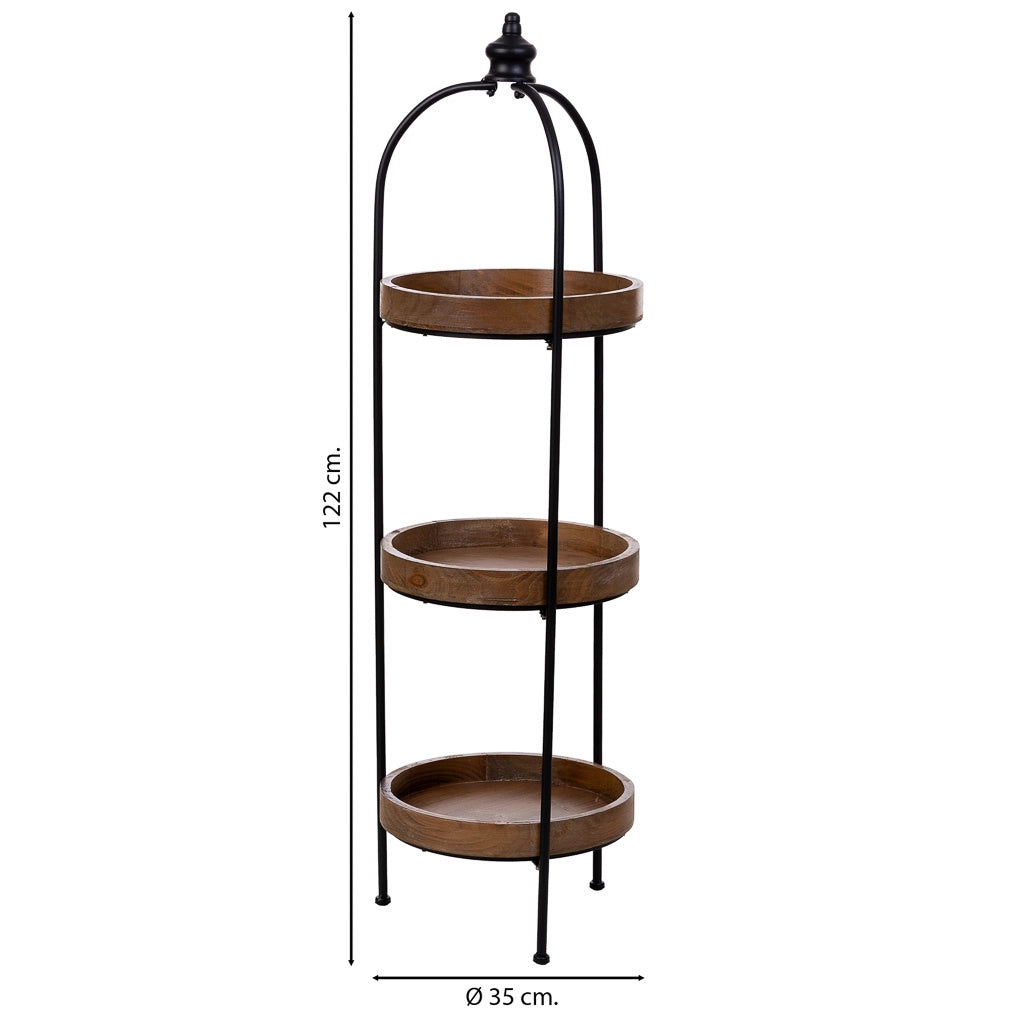 Scaffale in legno e metallo con 3 ripiani 35x35x122h cm