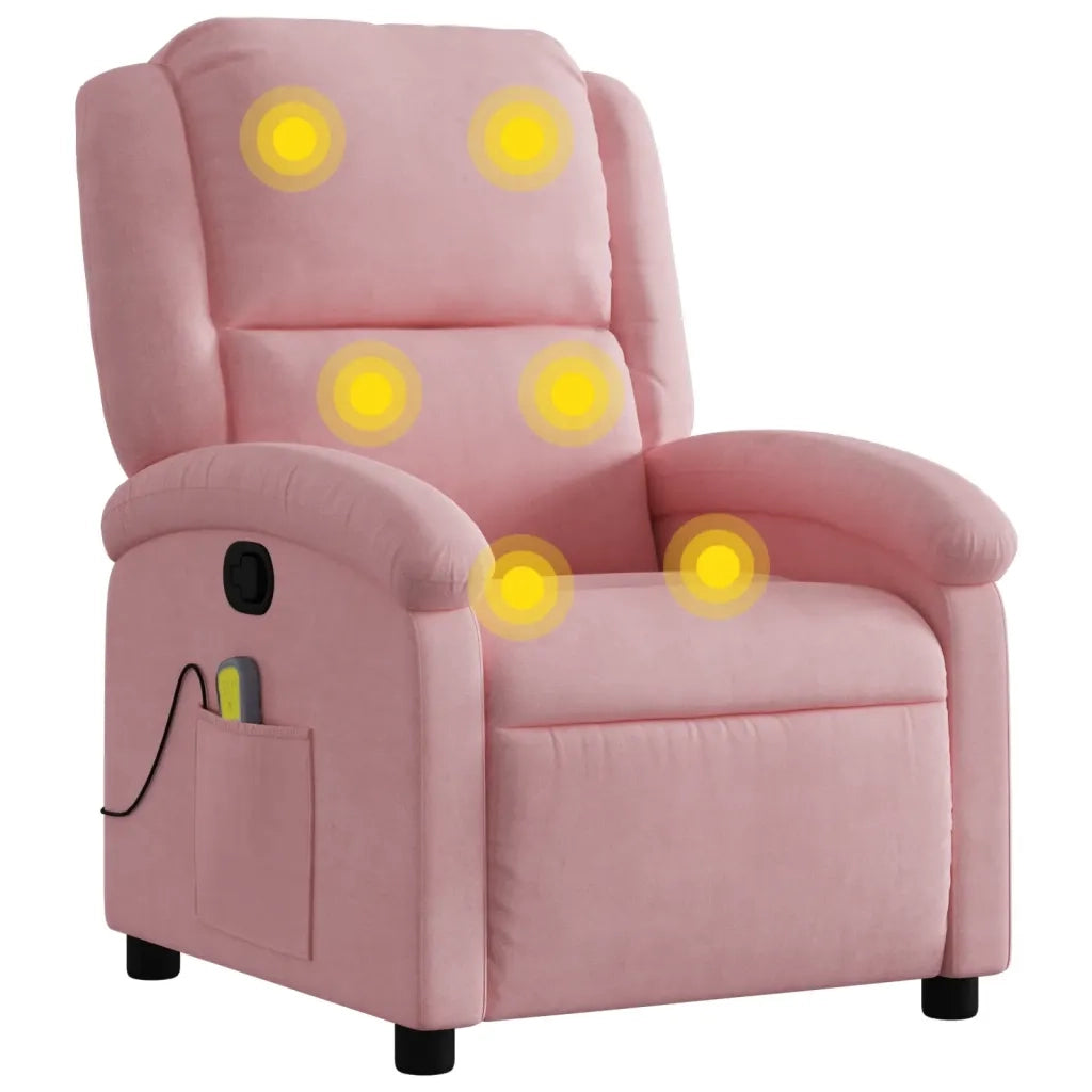 Poltrona Massaggiante Reclinabile Rosa in Velluto 371812