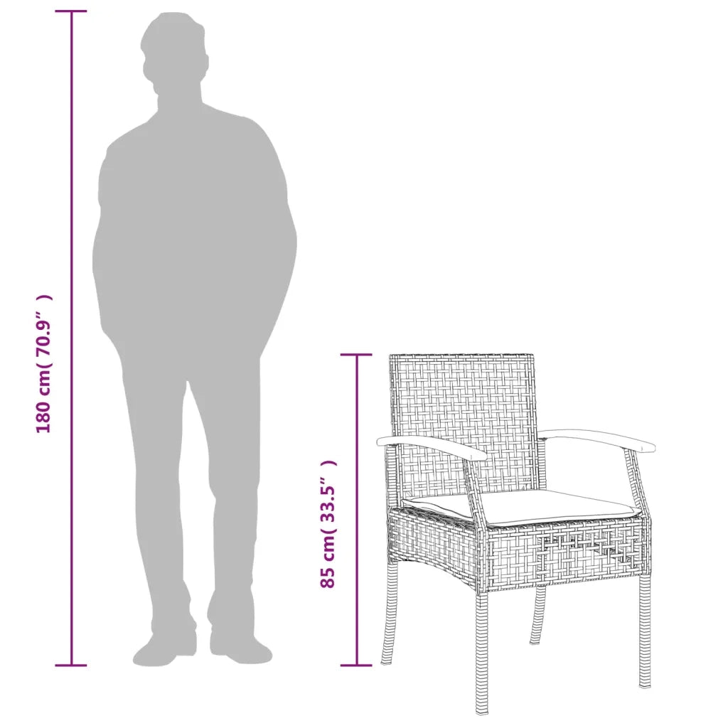 Set da Pranzo da Giardino 5 pz con Cuscini in Polyrattan Grigio 3213612