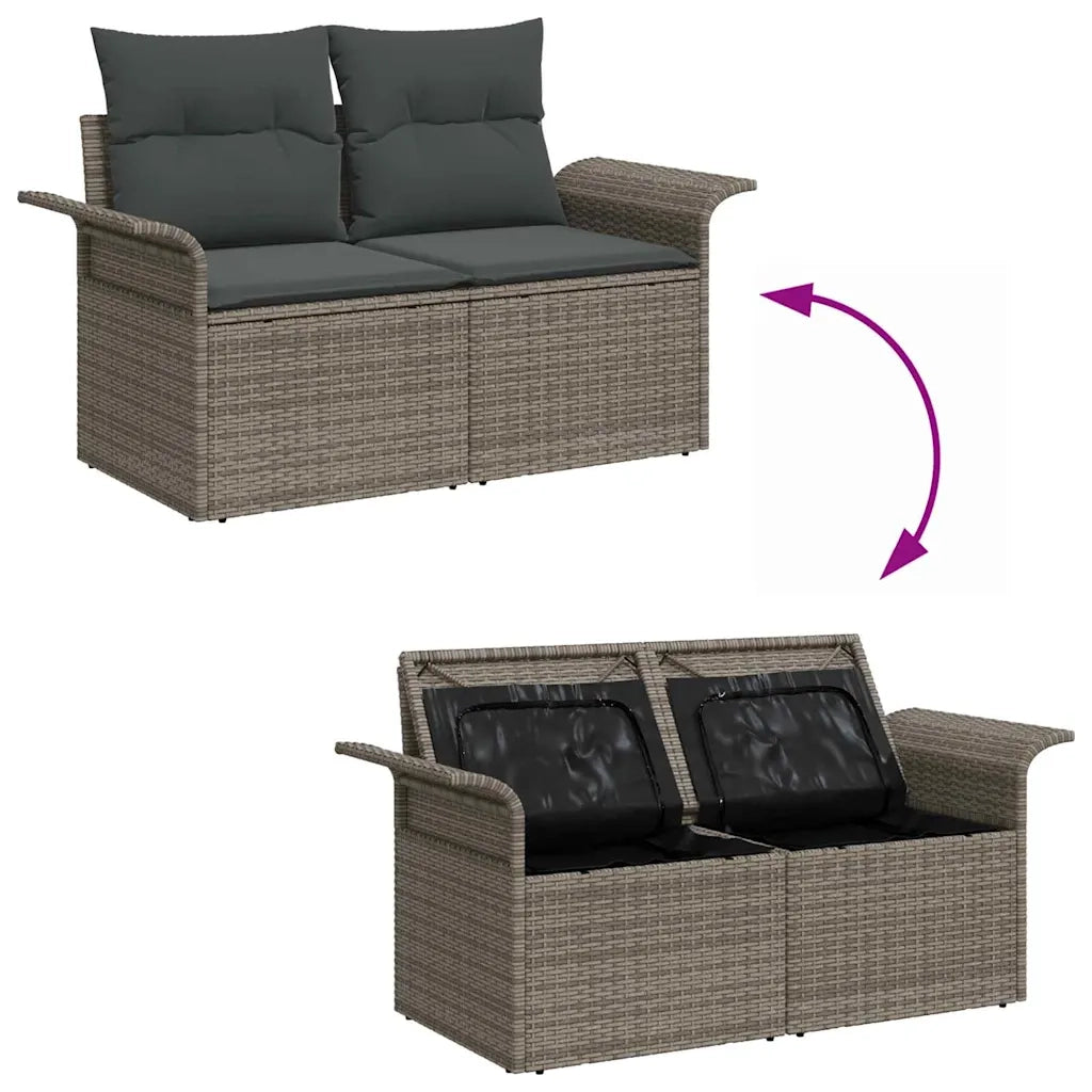 Set Divano da Giardino 11 pcs Grigio Rattan in Polipropilene