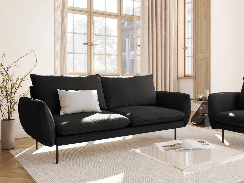 Cosmopolitan Design - Divano "Vienna" 3 posti in bouclé nero 