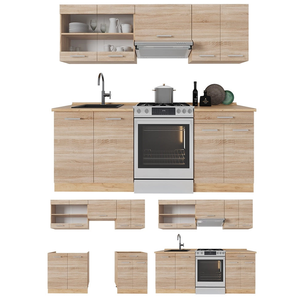 Cucina componibile R-Line Sonoma/Rovere dorato 200 cm, PL Rovere Vicco