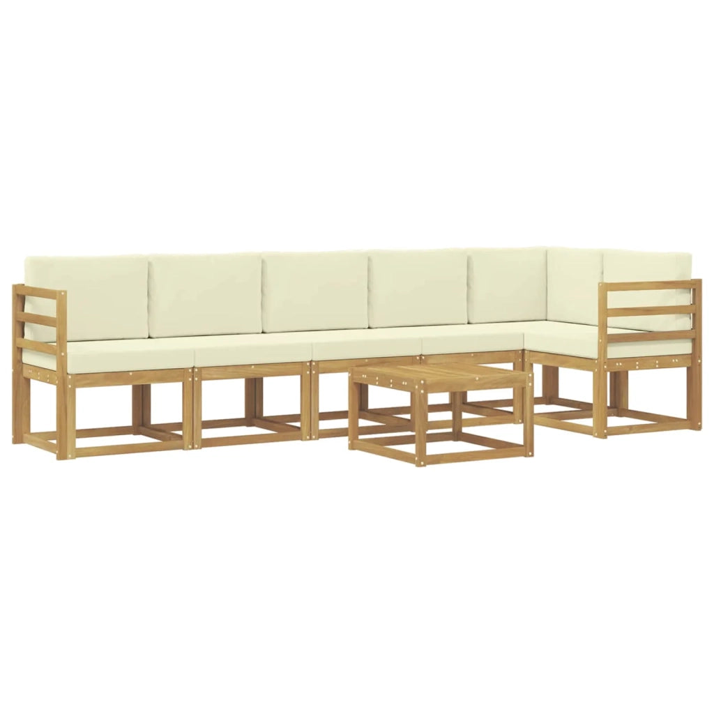 Set di divani da esterno 7 pz Bianco e Crema Poliestere 3387719