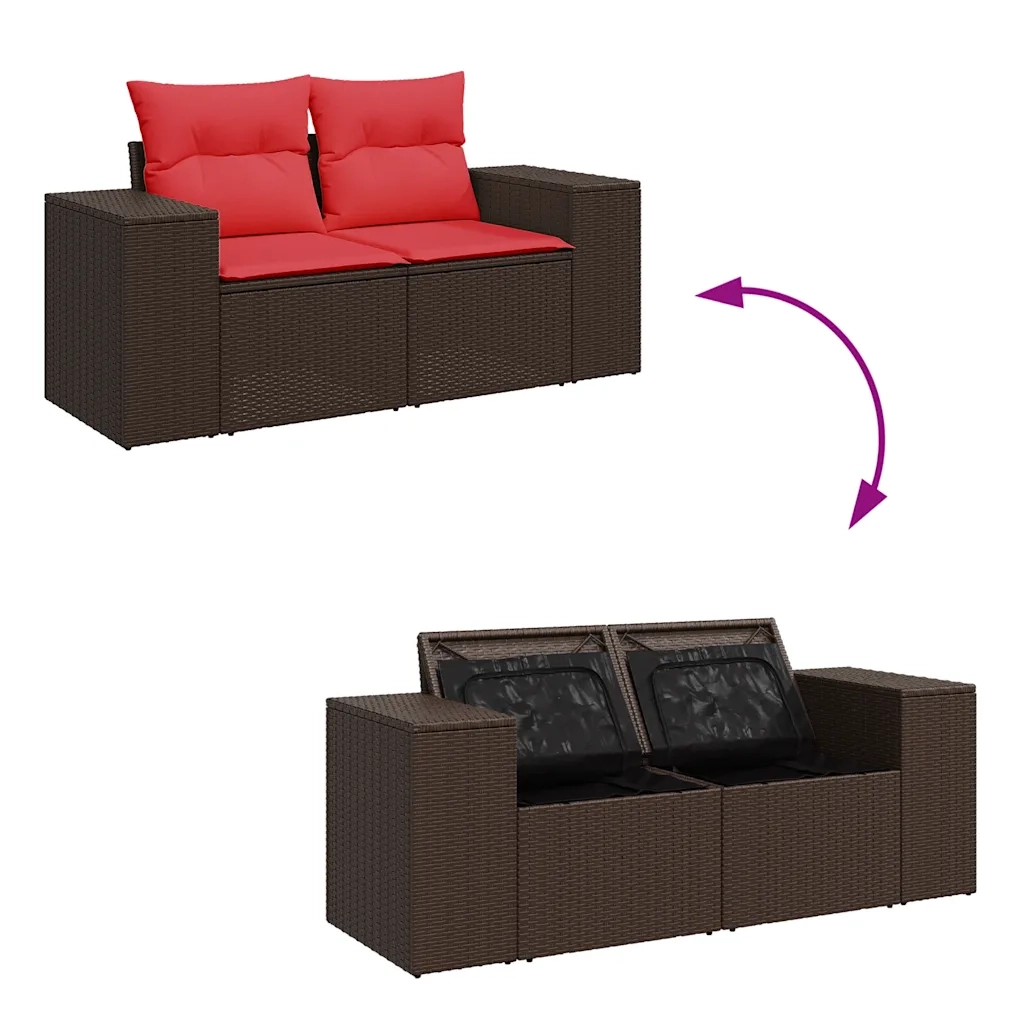 Set Divani da Giardino 8 pz con Cuscini Marrone in Polyrattan 3325720