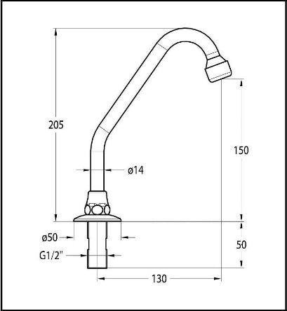 BOCCA DI EROGAZIONE GIREVOLE PER RUBINETTI A PEDALE - MONOFORO - 1/2"  Idral