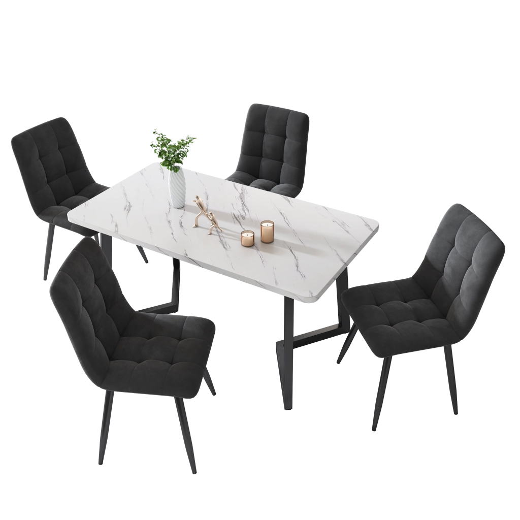Sedia da Pranzo 4 Pezzi con Schienale Imbottito e Feltrini, in Velluto Grigio