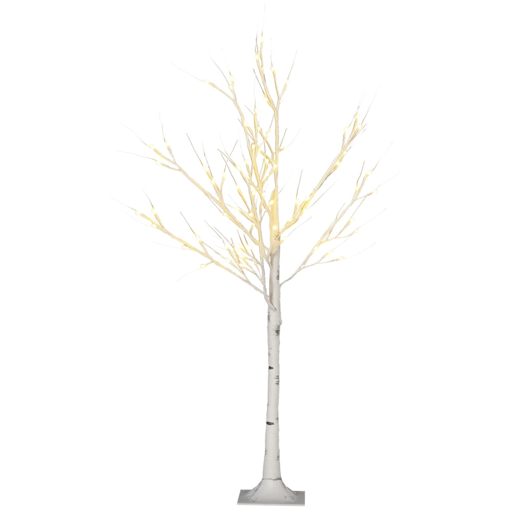 Albero di Natale-Decorazioni natalizie Bianco Piccolo in PP e Metallo con 72 Luci LED per Interni ed Esterni, 17x17x120 cm