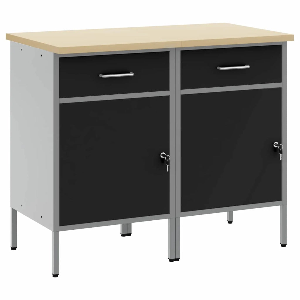 Mobile da lavoro 2 pcs Nero e Grigio 100 x 55 x 85 cm 3321360