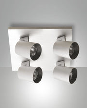 Modo Faretto da soffitto a 4 luci in pressofusione di alluminio colore Alluminio spazzolato, attacco GU10, design moderno per illuminazione d'interni