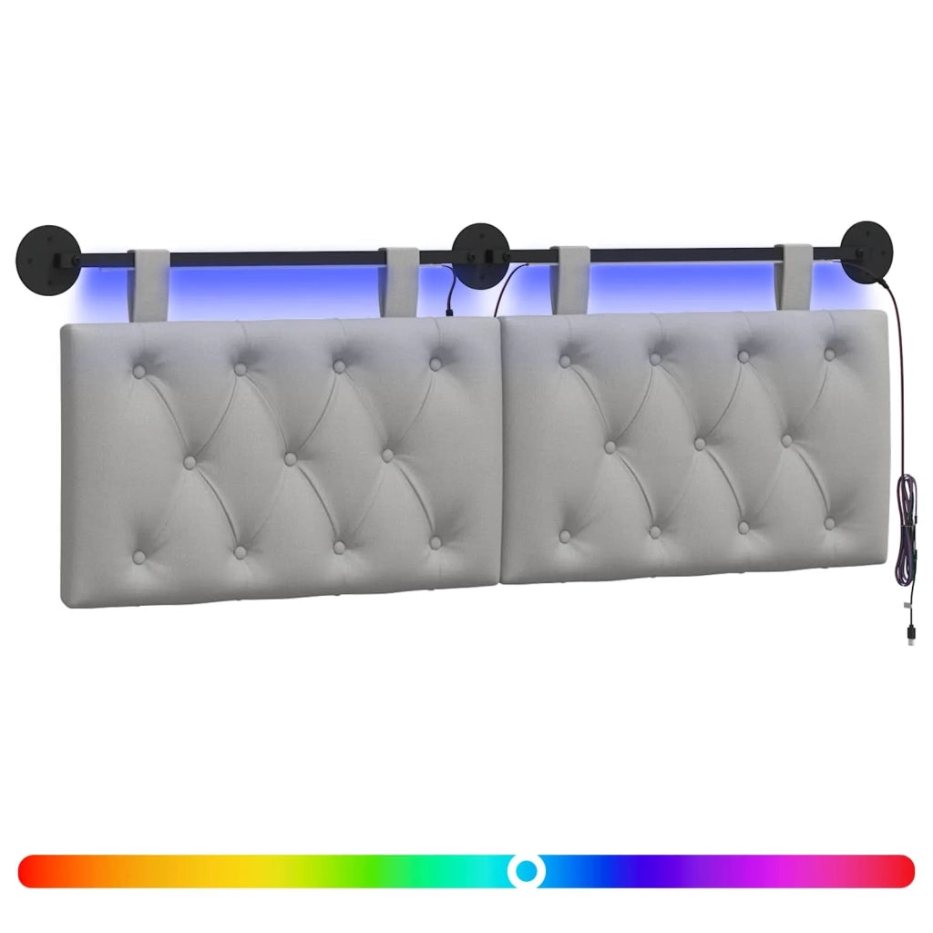 Testiera | Testata sospesa Con luce LED Grigio Nuvola Tessuto