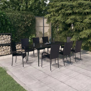 Set da Pranzo per Giardino 9 pz con Cuscini Neri 3099400