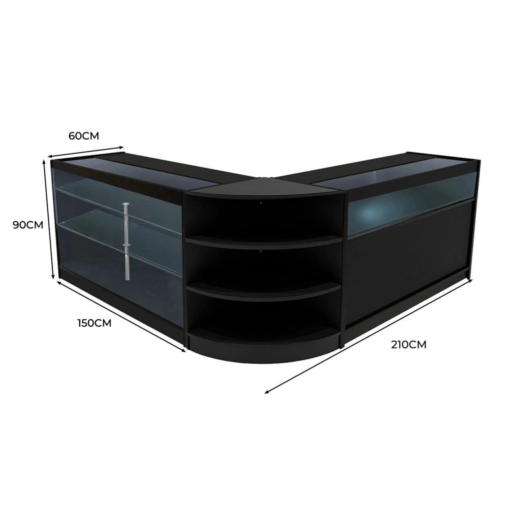 Set Banconi LED Nero Demeter K1500 B1500 LM60 Vetrina Negozio con Serratura