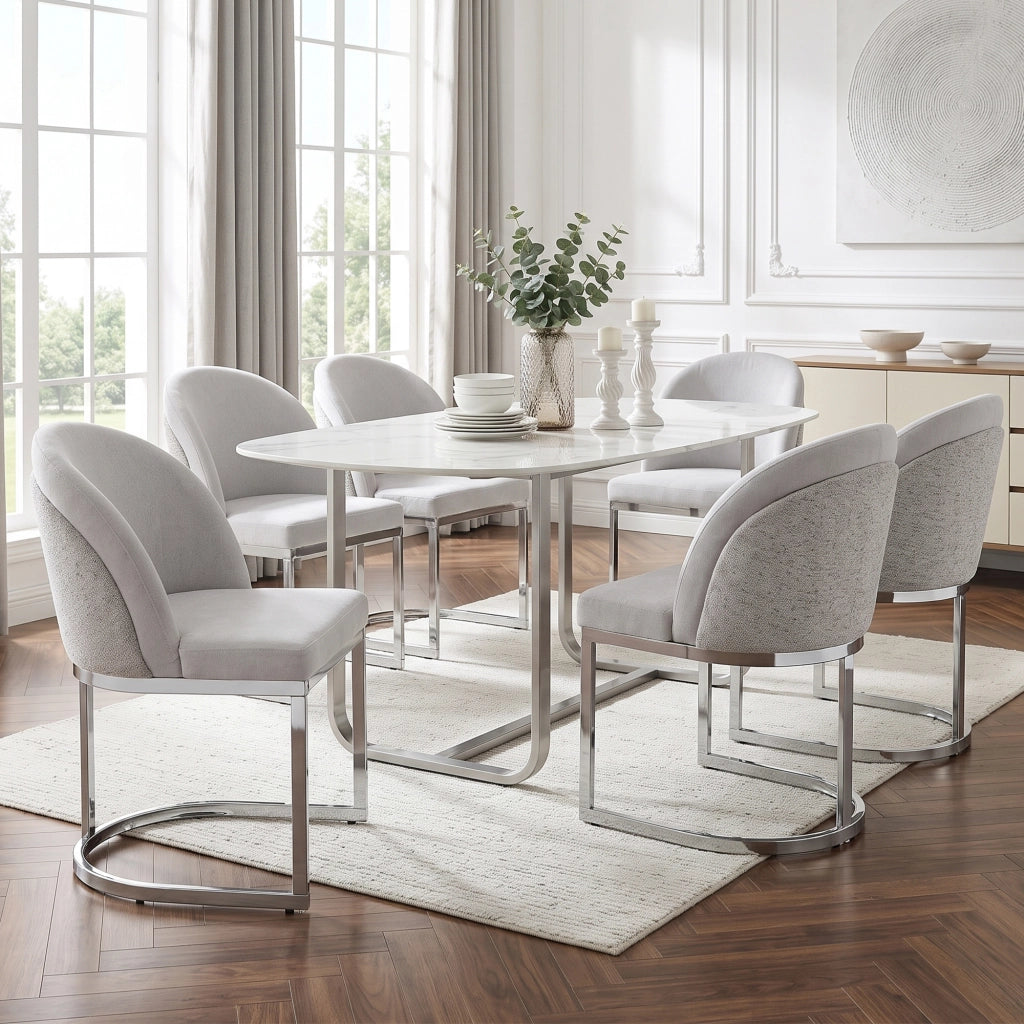 SEDIA da pranzo Set da 2 pezzi Chenille Grigio e Argento