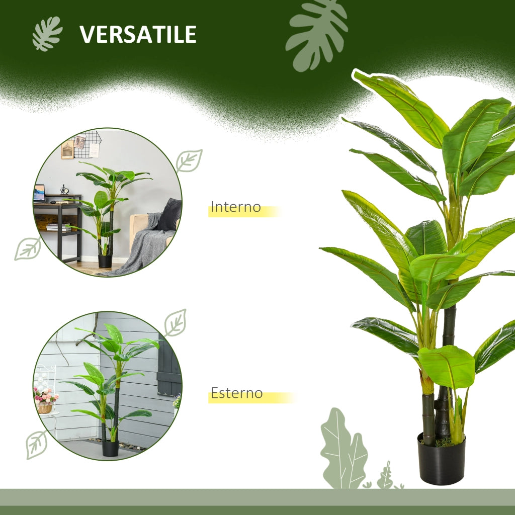 Banano Pianta in Vaso da 150cm. Albero di Banano Artificiale per Interno ed Esterno