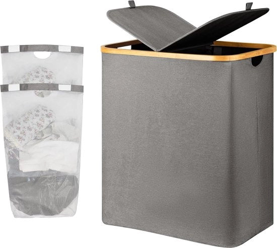 Contenitore con coperchio - 2 cassetti - ripiegabile - 140 litri - grigio scuro