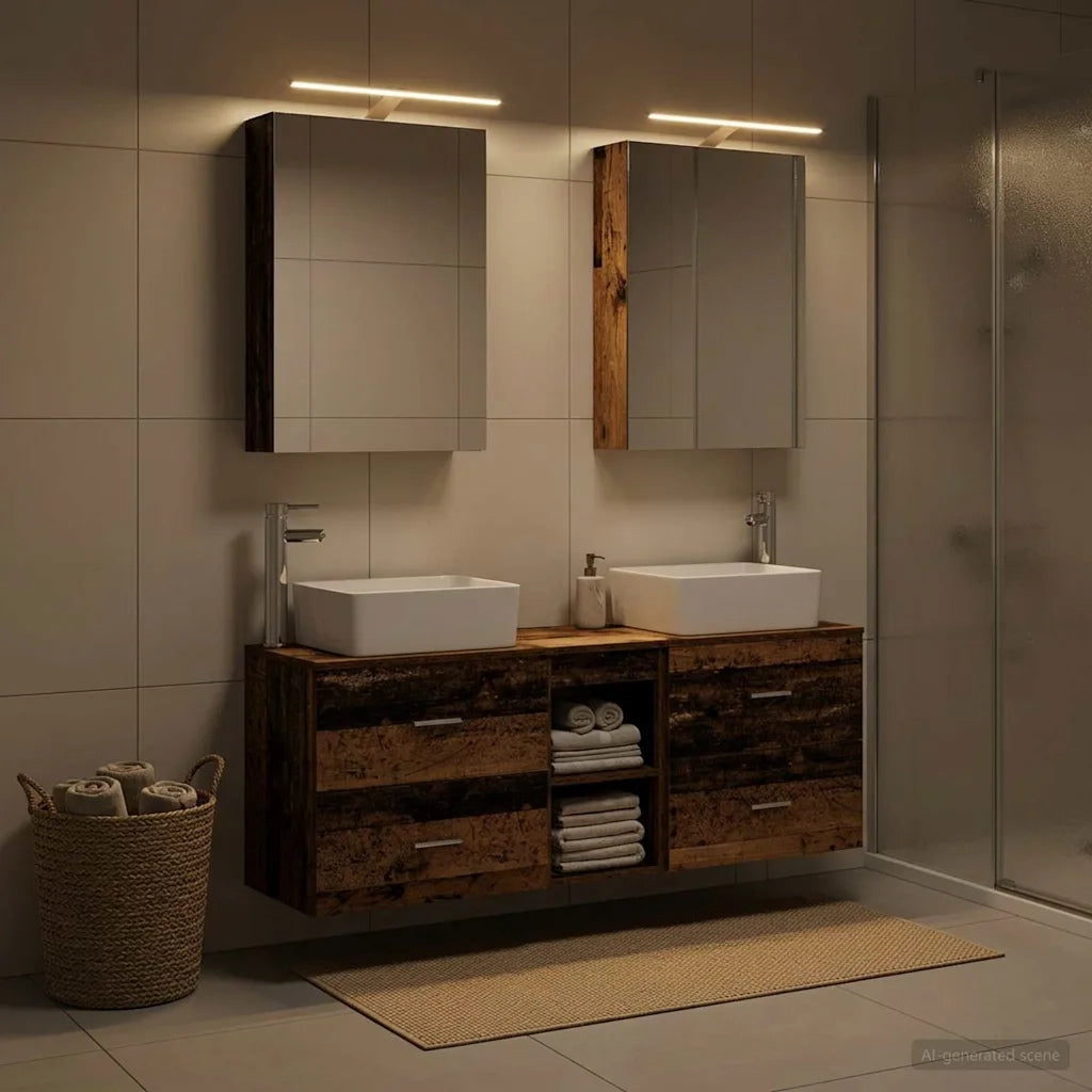 Set di mobili per il bagno 5 pz Legno antico 3406837