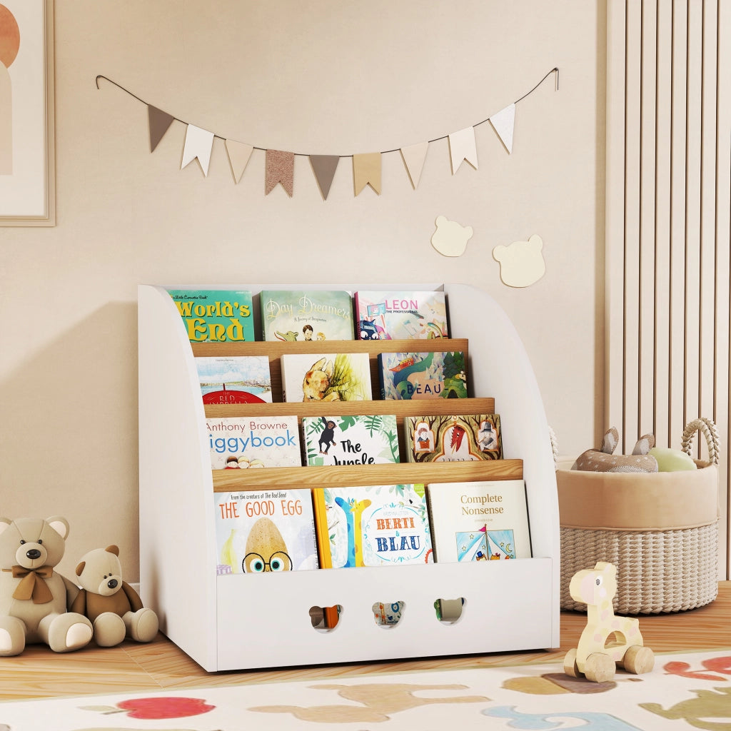 Scaffale per Bambini 4 Ripiani ¨C Minimal ¨C 60x53x60 Bianco e Naturale