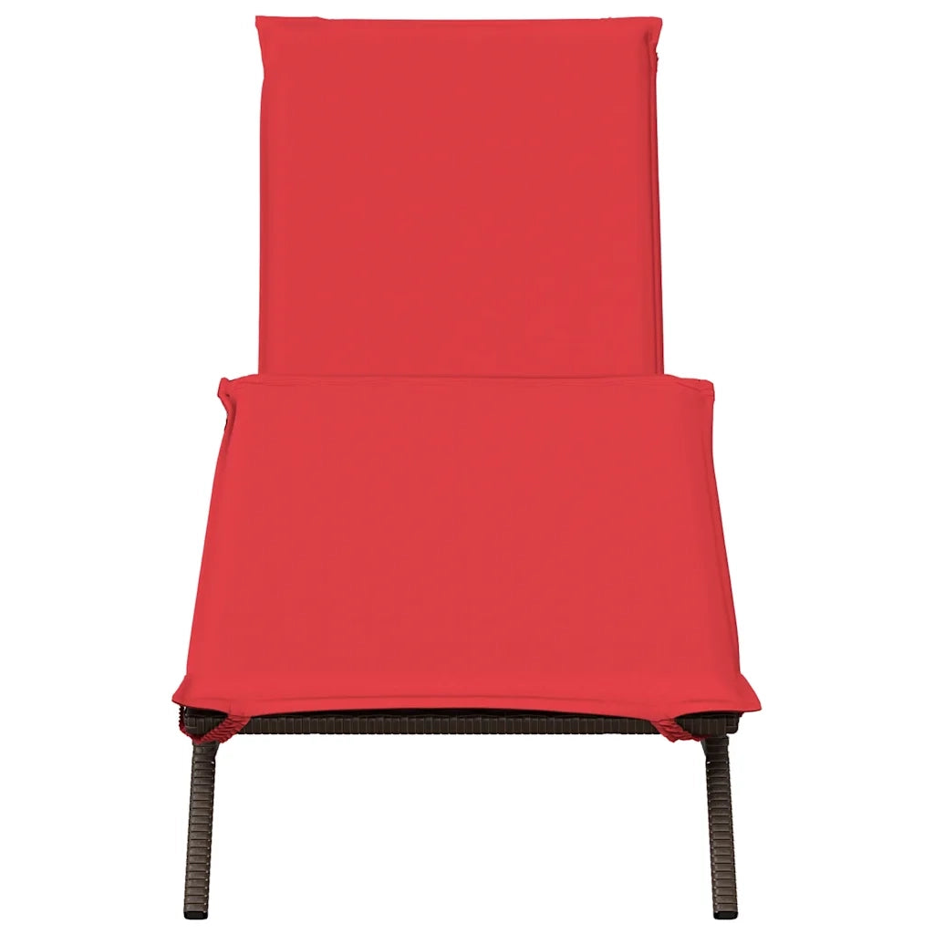 Lettino prendisole con Cuscino in Polyrattan Marrone 4002708