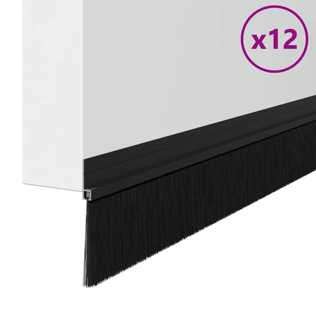 Spazzole per porte autoadesive 12 pz Nero 100 cm CFW3621471