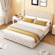 letto imbottito velluto beige 180 x 200 cm