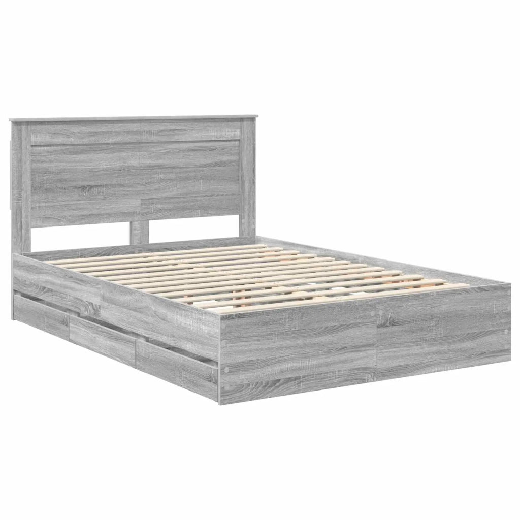 Struttura del letto con cassetto Grigio Sonoma 140 x 190 cm 3410176