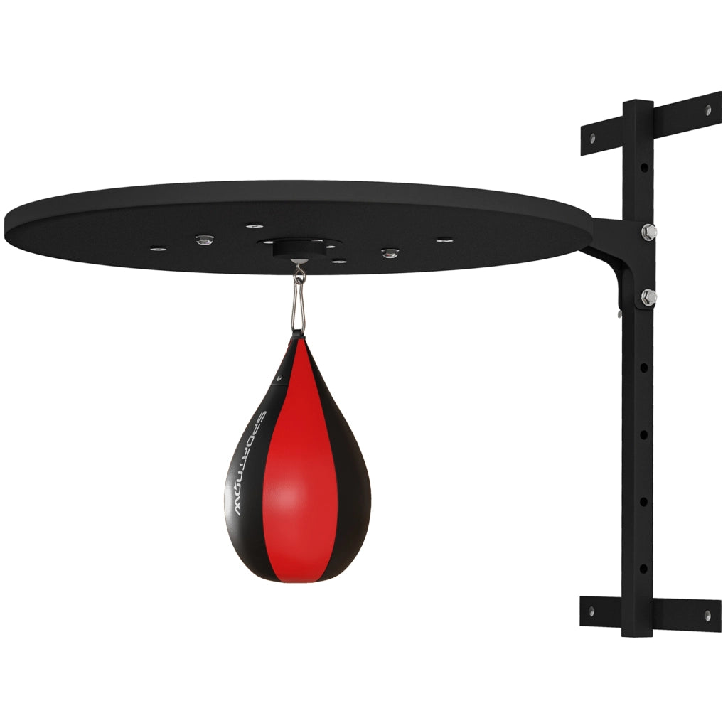 Punching Ball a Muro con Speed Bag Girevole a 360¡ã e Regolabile su 7 Altezze. Nero e Rosso