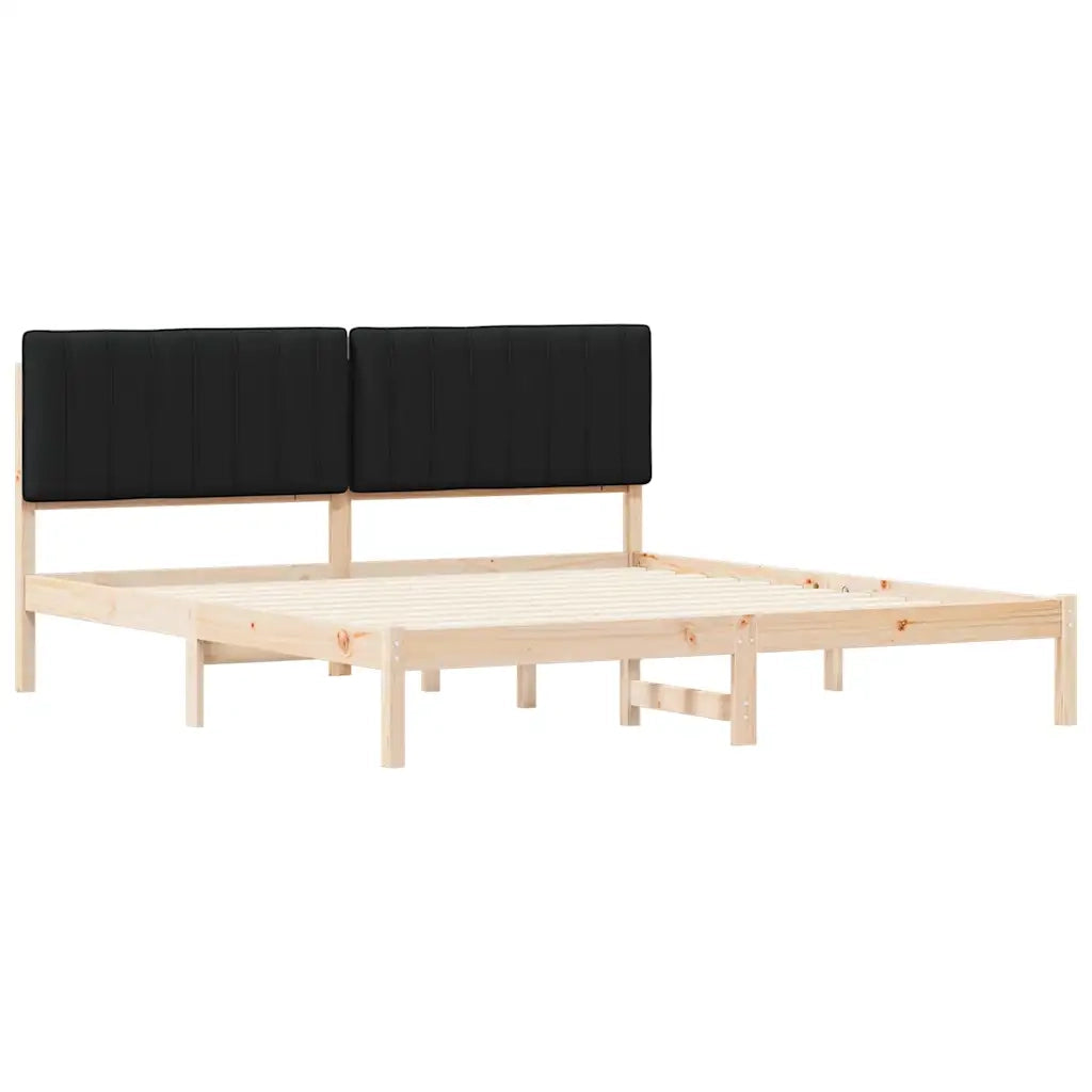 Letto con Testiera Rivestita-Struttura Letto con Testiera Nero 180 x 200 cm Pino massello 325935