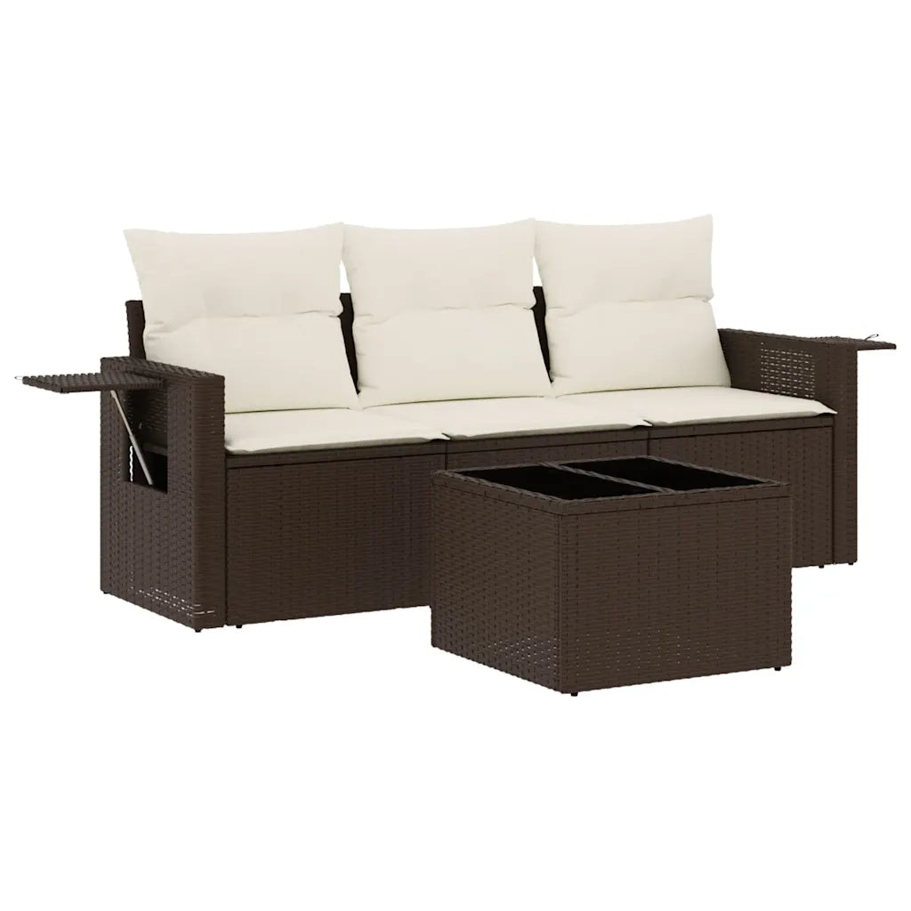Set Divano da Giardino 4 pz con Cuscini Marrone in Polyrattan 3252210