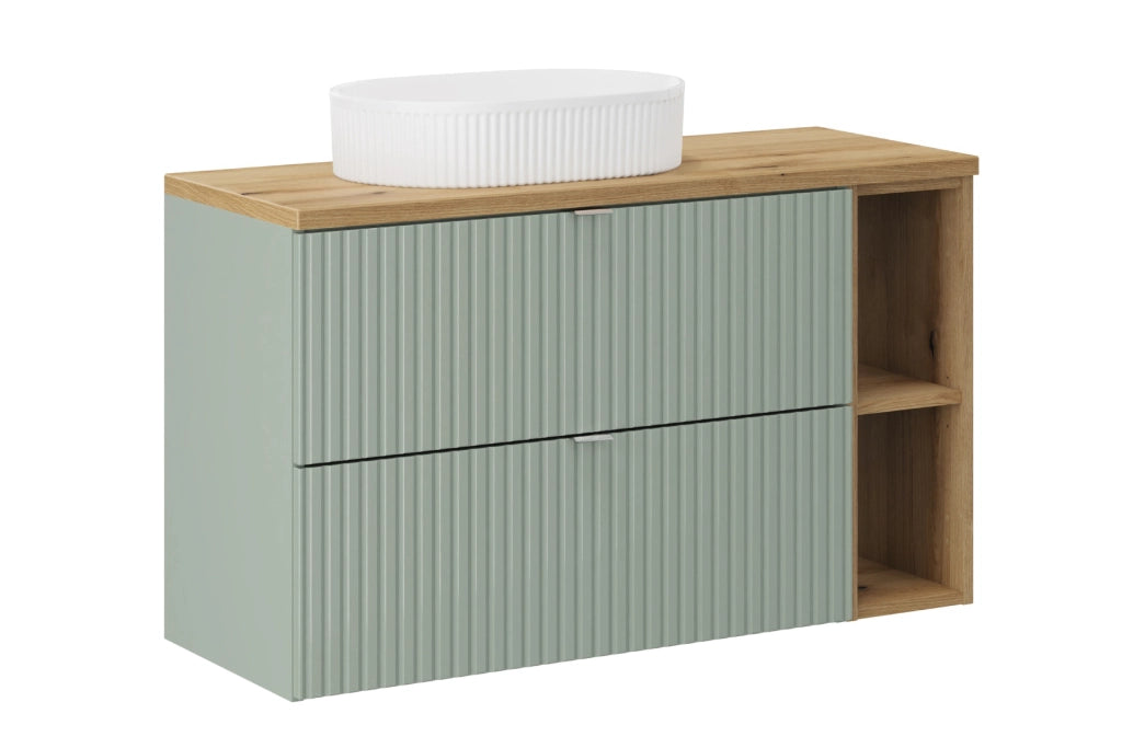 Set mobili bagno 100 cm con piano e lavabo da appoggio Beyond Line Reed Green 100 cm