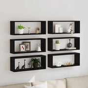 Scaffali da parete 6 pcs Rovere Nero 60 x 15 x 23 cm 862647