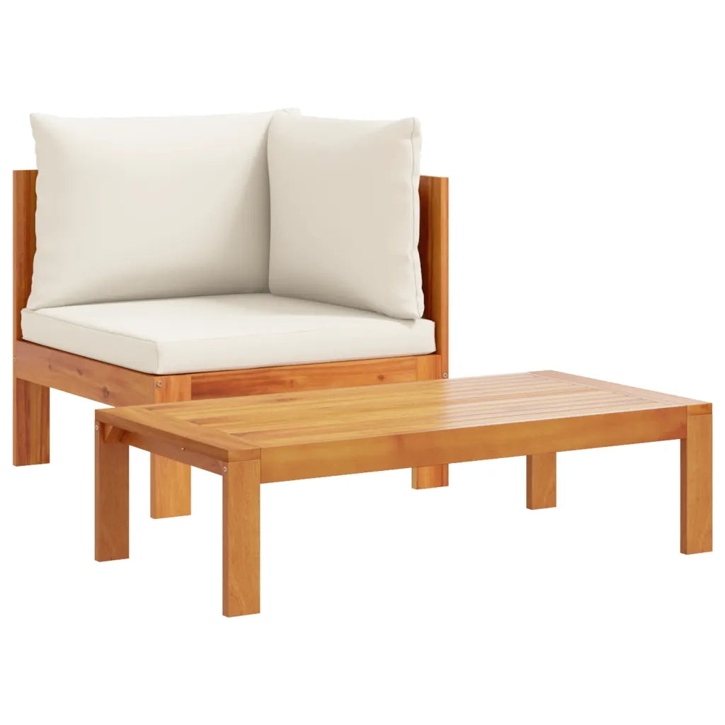Set Divano da Giardino 5 pz con Cuscini Legno Massello Acacia