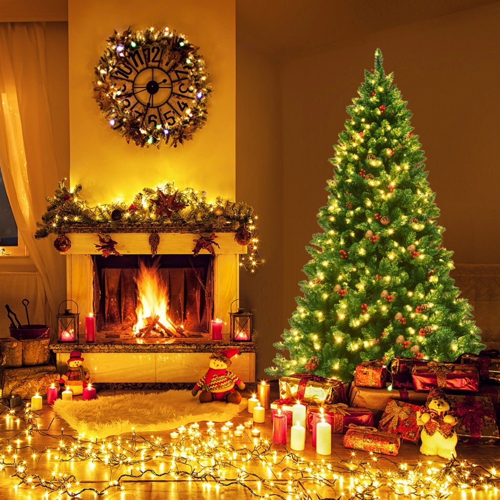 Albero di Natale 200 cm 1100 rami, Abete artificiale con base resistente di metallo-Alberi di Natale