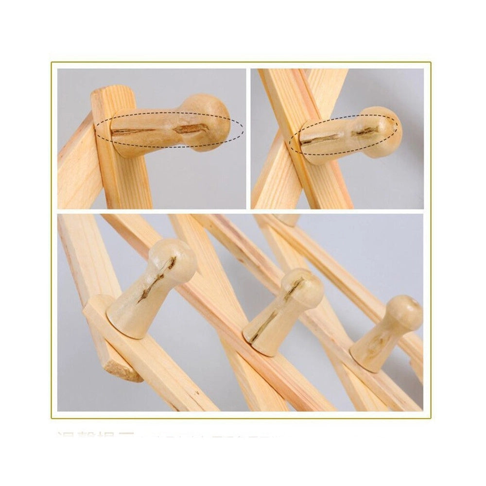 Trade Shop - Appendiabiti Appendipanni Da Parete Legno 10 Posti A Fisarmonica Estensibile -