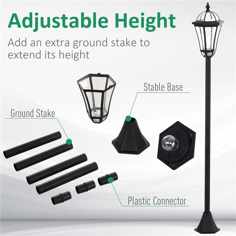 SET 2 LAMPIONI SOLARI PER GIARDINO CON 2 LED E ACCENSIONE AUTOMATICA, NERO
