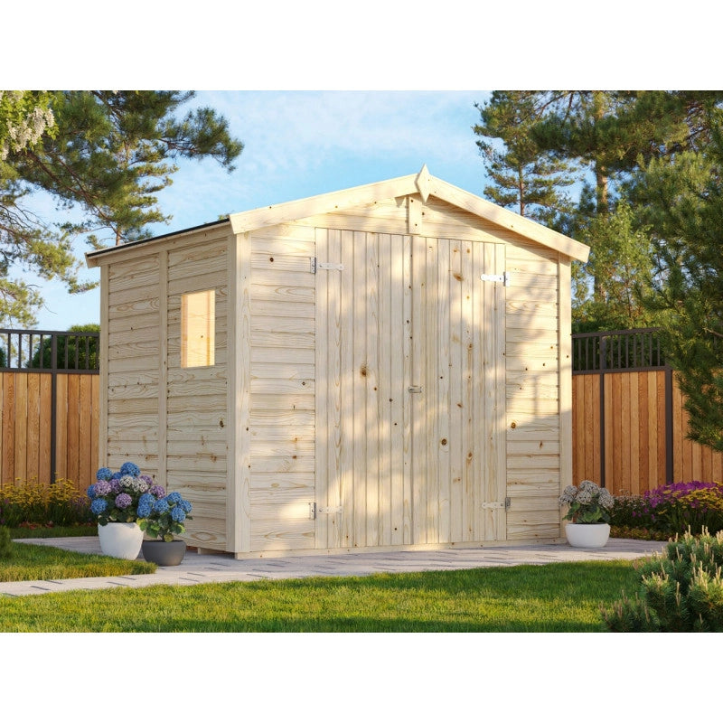 Casetta da giardino in legno 243x190 cm pannelli spessore 16 mm con pavimento e finestra - Esterni da Vivere